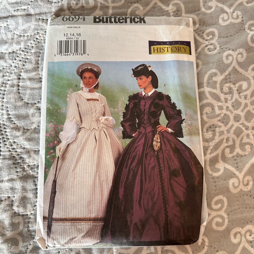 Vintage Sewing Pattern Costume Butterick 6694 2pc Dress Sizes 12-16 UNCUT 2001